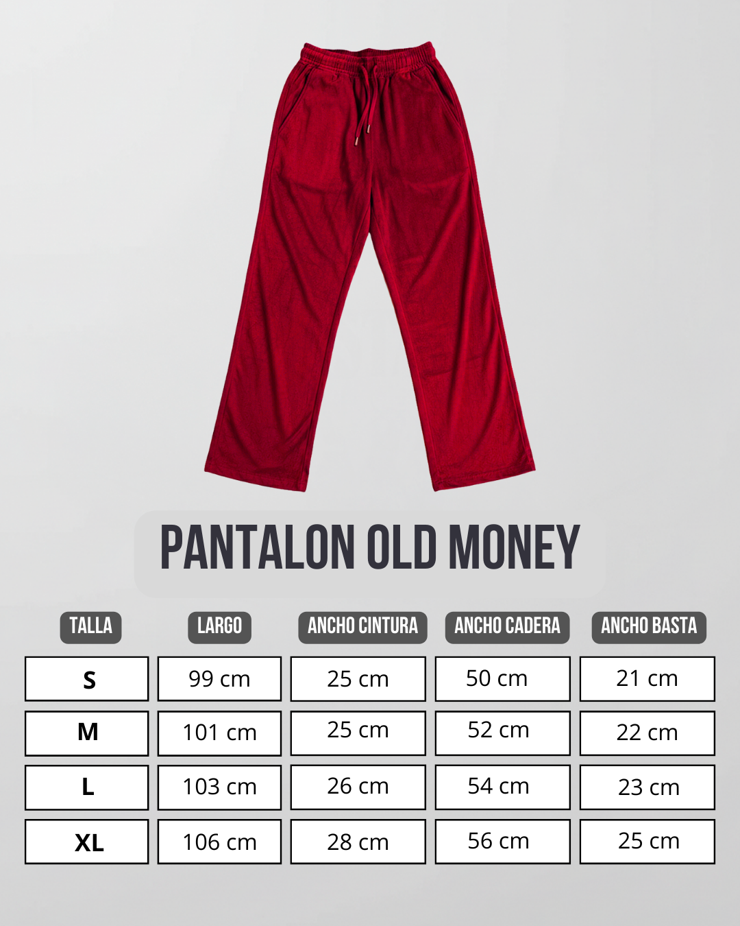 GUIA DE TALLA PANTALON OLD MONEY