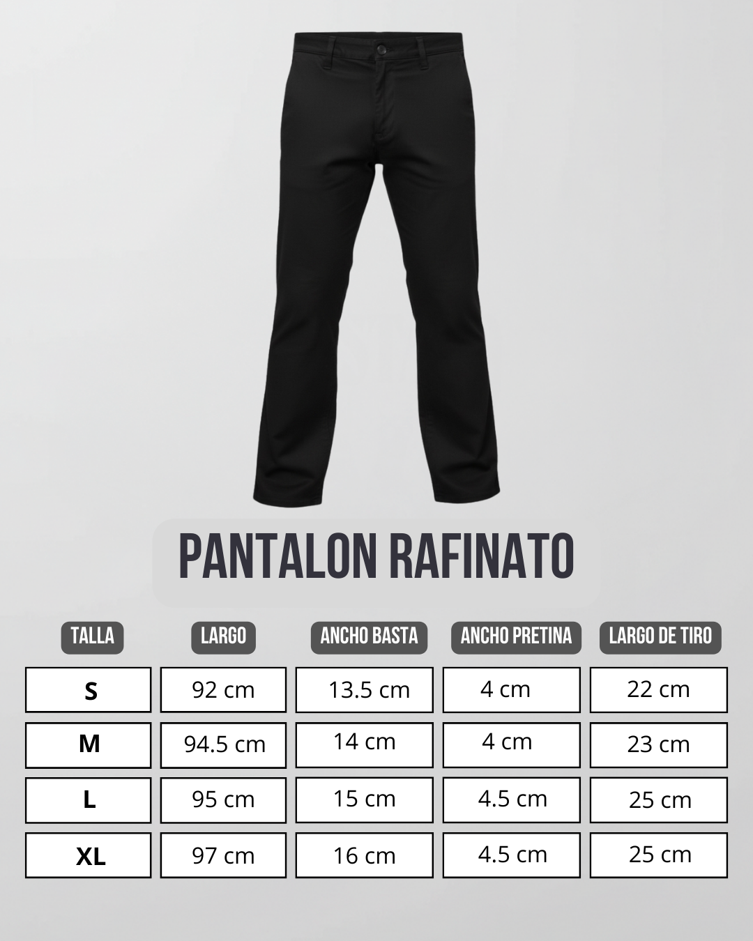 GUIA DE TALLA PANTALON RAFINATO