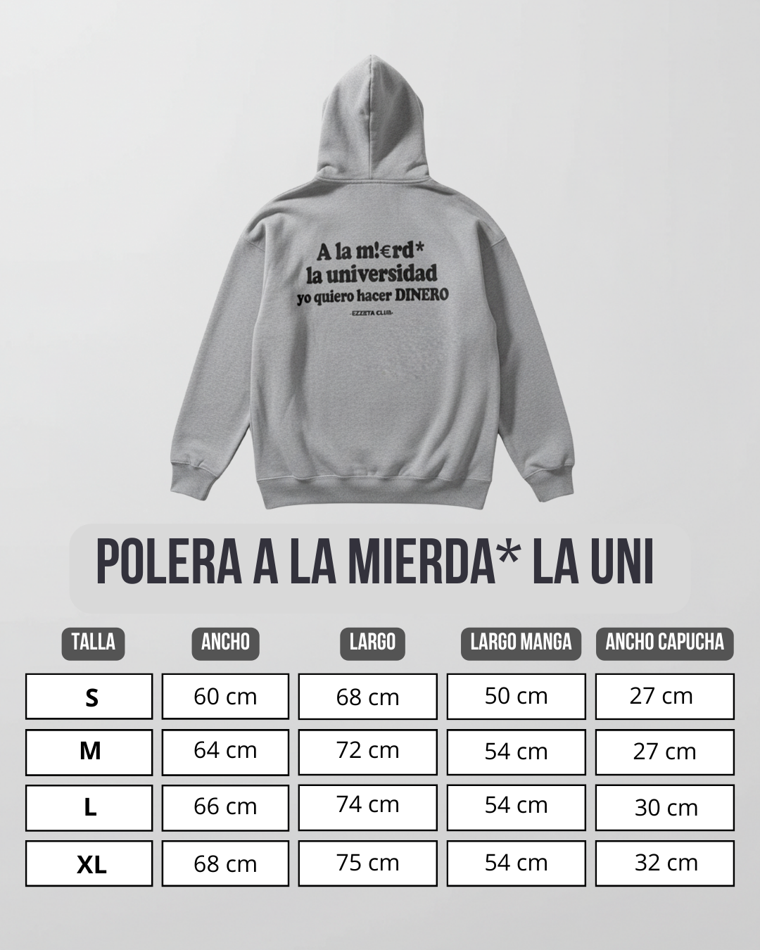 Guia de tallas Polera a la Mi3rd Hombre