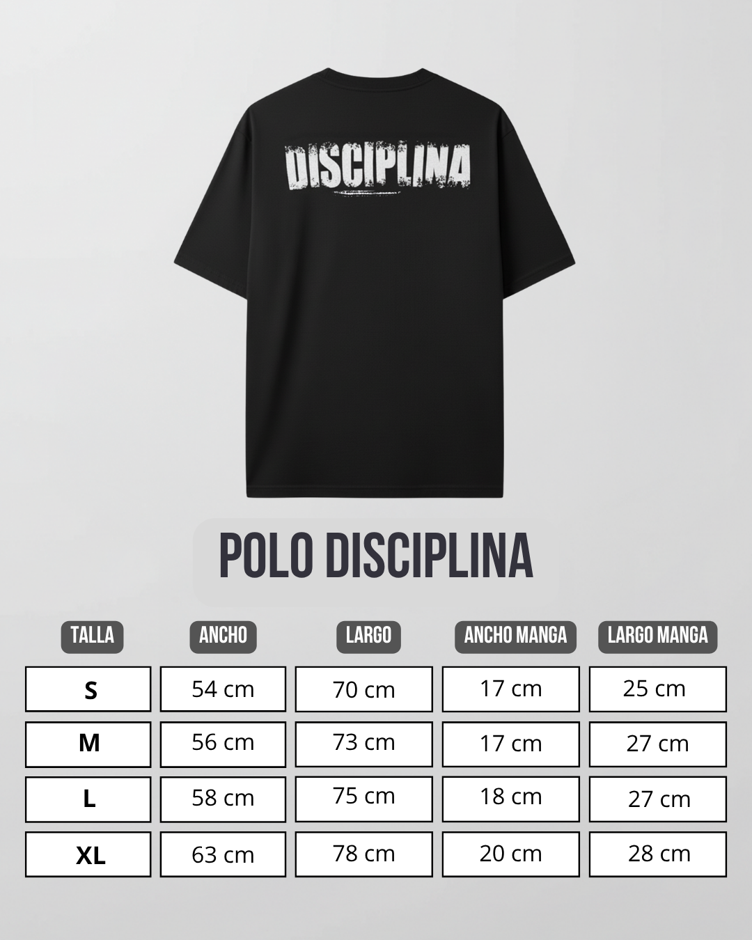 Guia de tallas Polo Disciplina Hombre