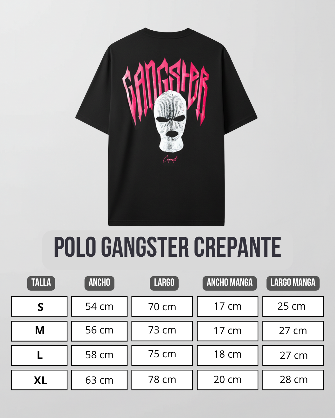 Guia de tallas Polo Gangster