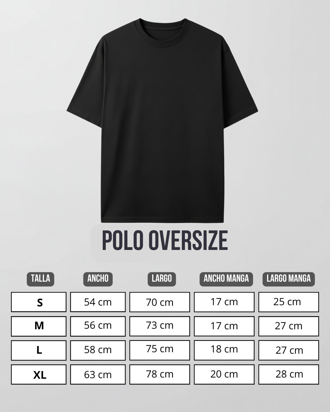 Guia de tallas Polo Oversize Hombre