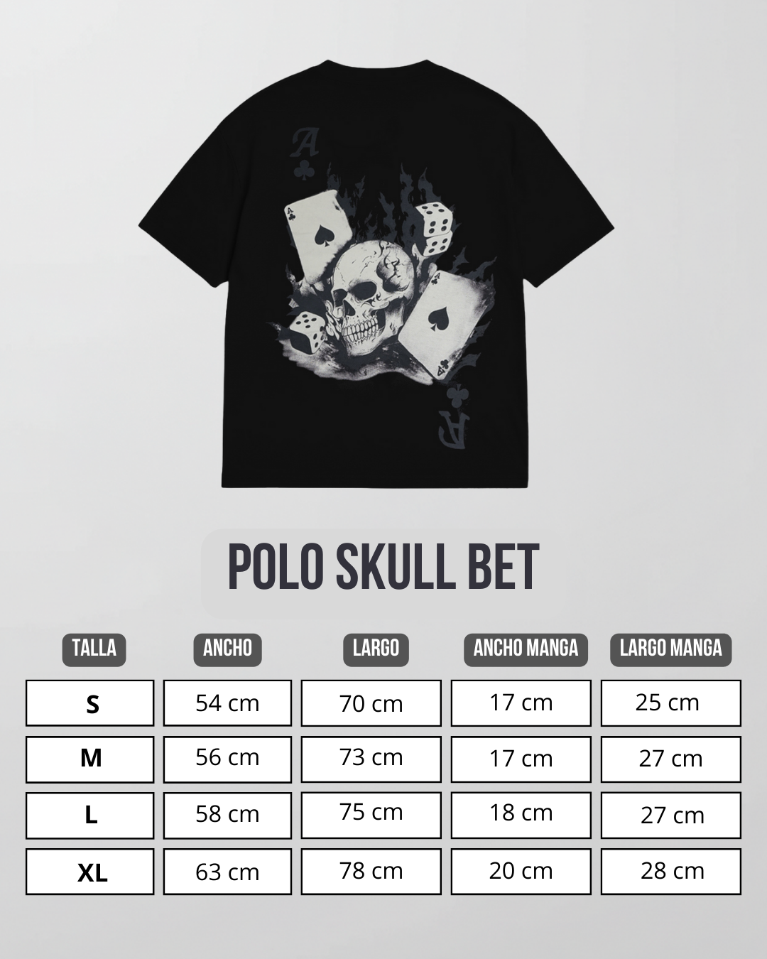 Guia de tallas Polo Skull Bet Hombre
