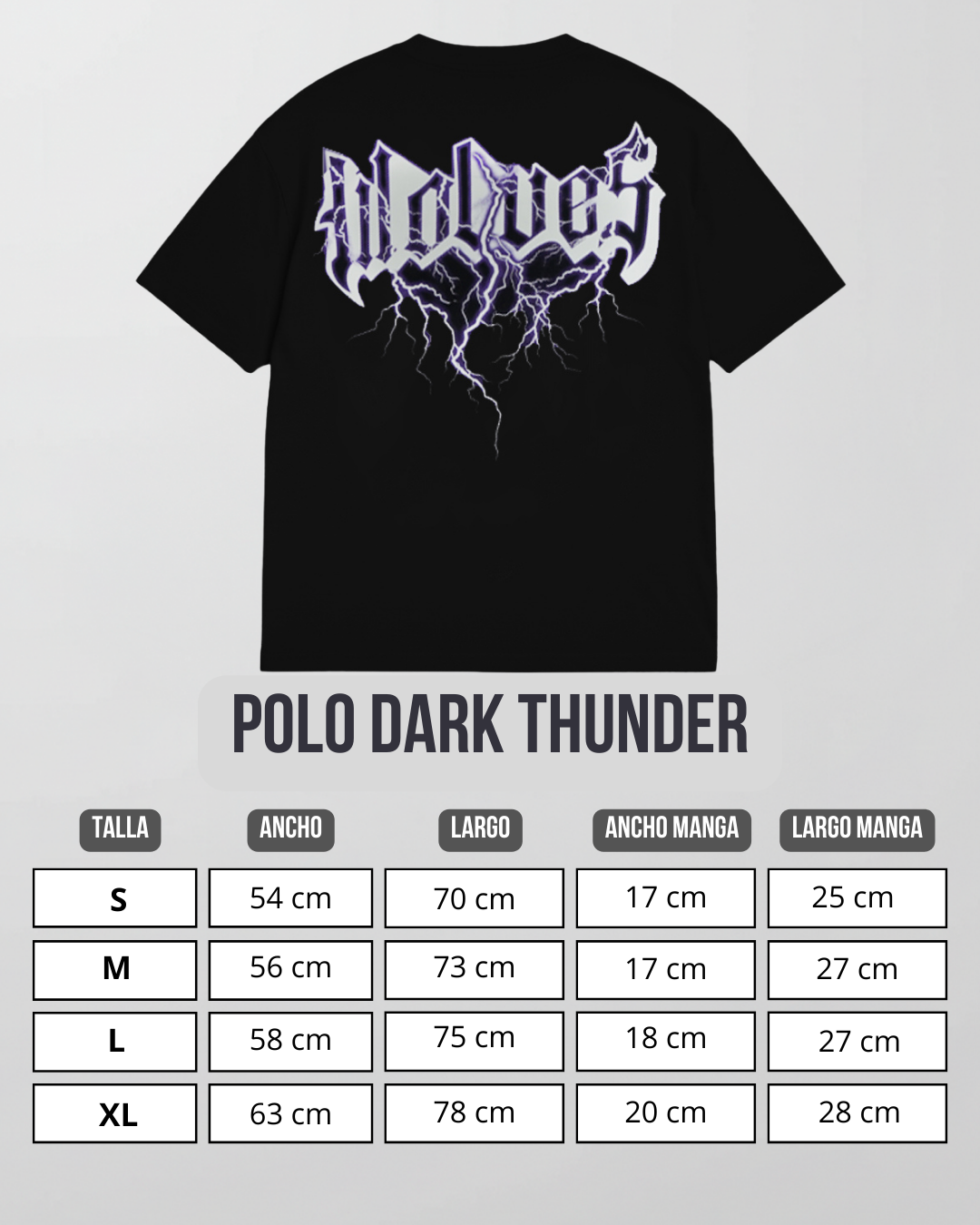 Guia de tallas Polo dark thunder Hombre