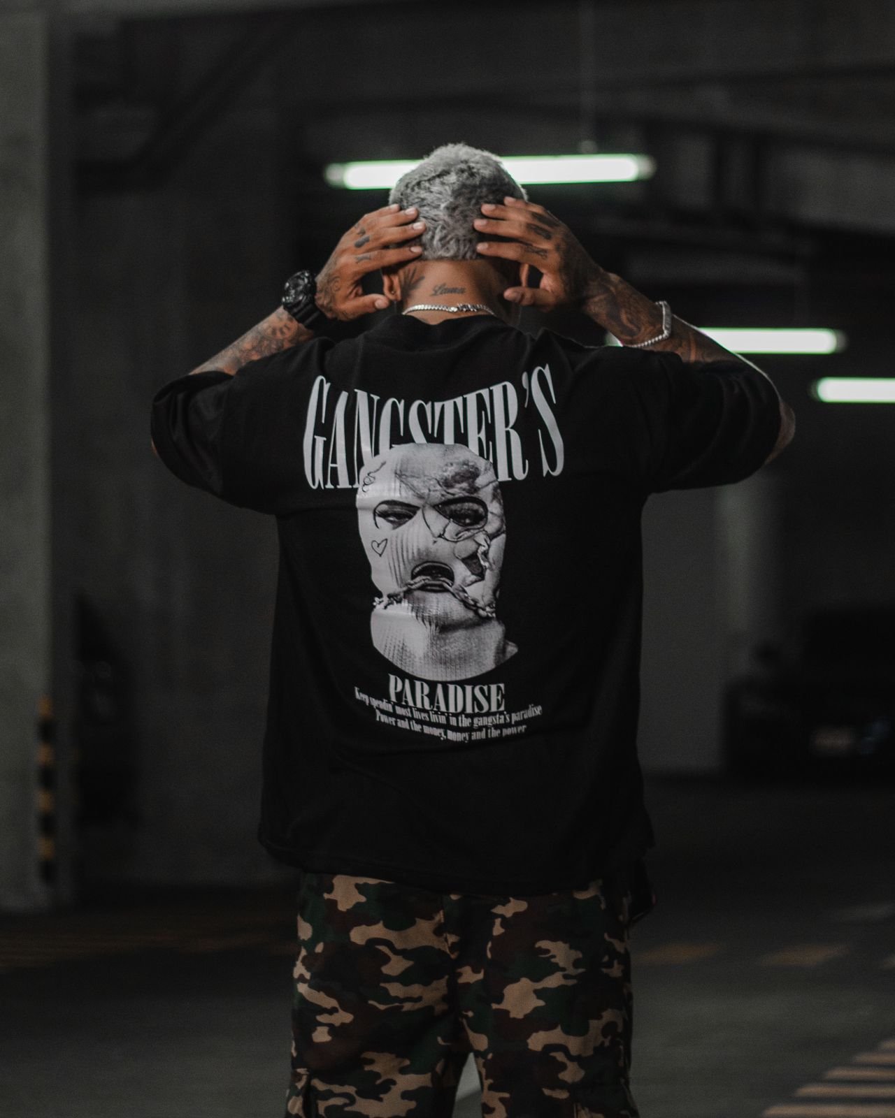 Polo Negro Gangster para Hombre