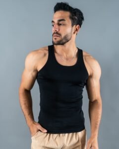 Bividi Negro Tank Tok para Hombre