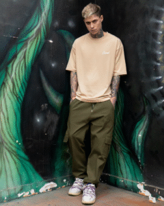 polo beige oversize para hombre