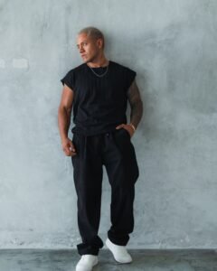 Polo negro manica zero para hombre