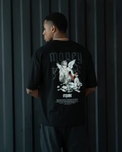 polo negro oversize para hombre