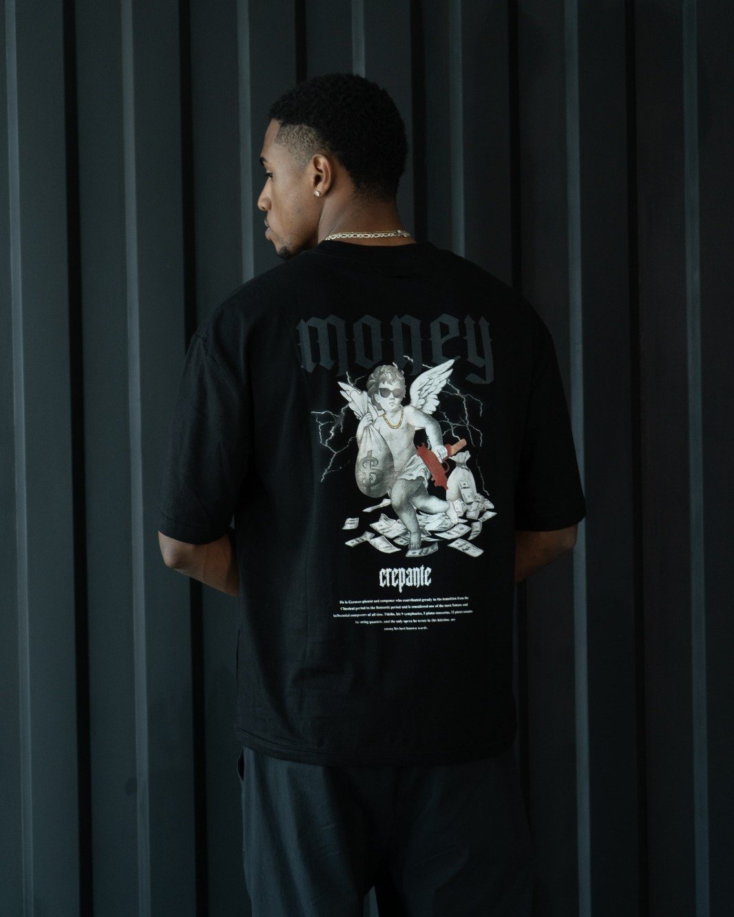 polo negro oversize para hombre