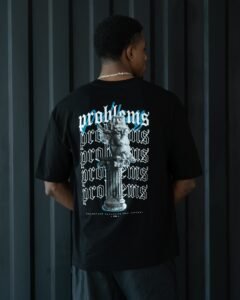 Polo Negro Problems Oversize para Hombre