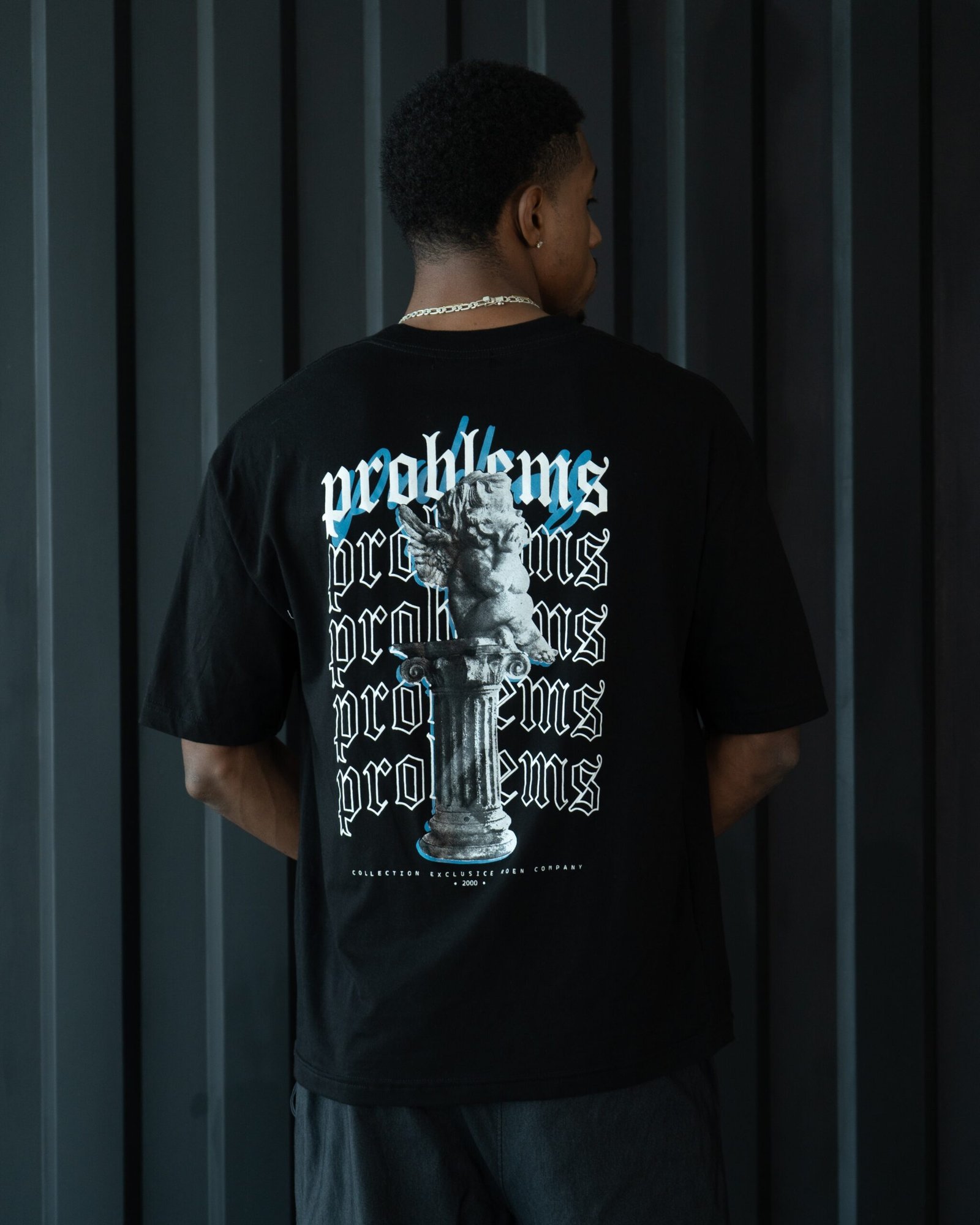 Polo Negro Problems Oversize para Hombre