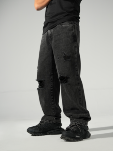 Jean Negro Baggy DSTR Rasgado 