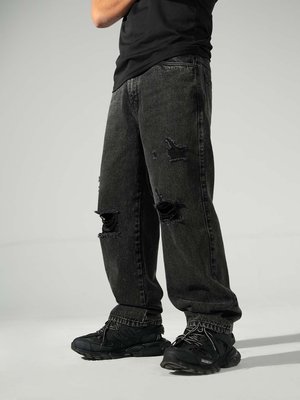 Jean Negro Baggy DSTR Rasgado