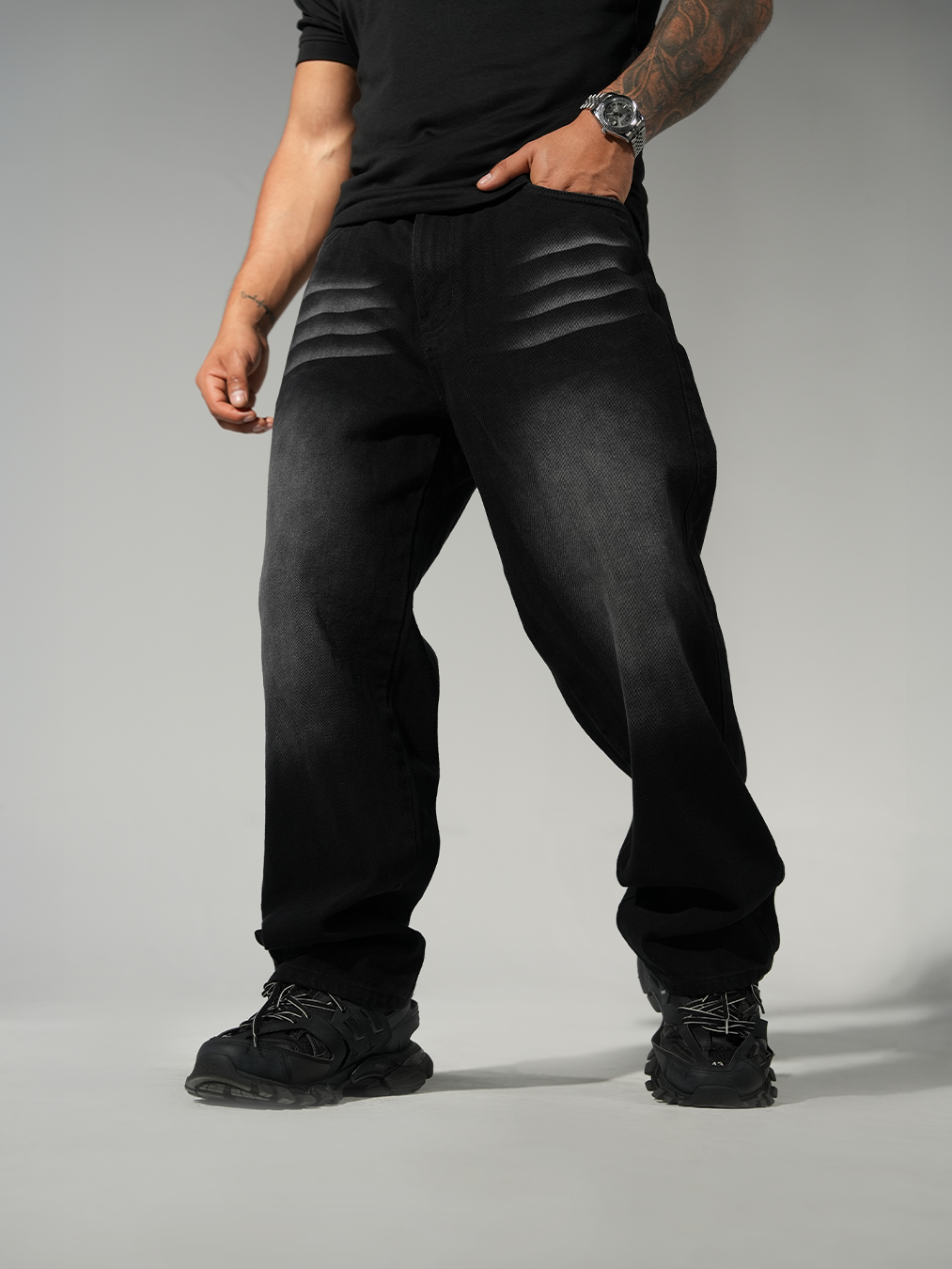 Jean Negro Baggy Vintage para hombre