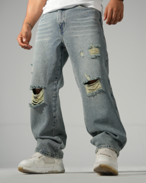 Jean Azul Baggy DSTR Rasgado para Hombre